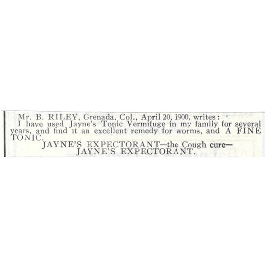 Jayne's Expectorant Cough Cure Quack Medicine - 1903 Original Ad TJ8-7-5