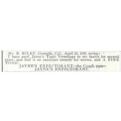 Jayne's Expectorant Cough Cure Quack Medicine - 1903 Original Ad AK5-S30