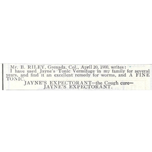 Jayne's Expectorant Cough Cure Quack Medicine - 1903 Original Ad AK5-S30