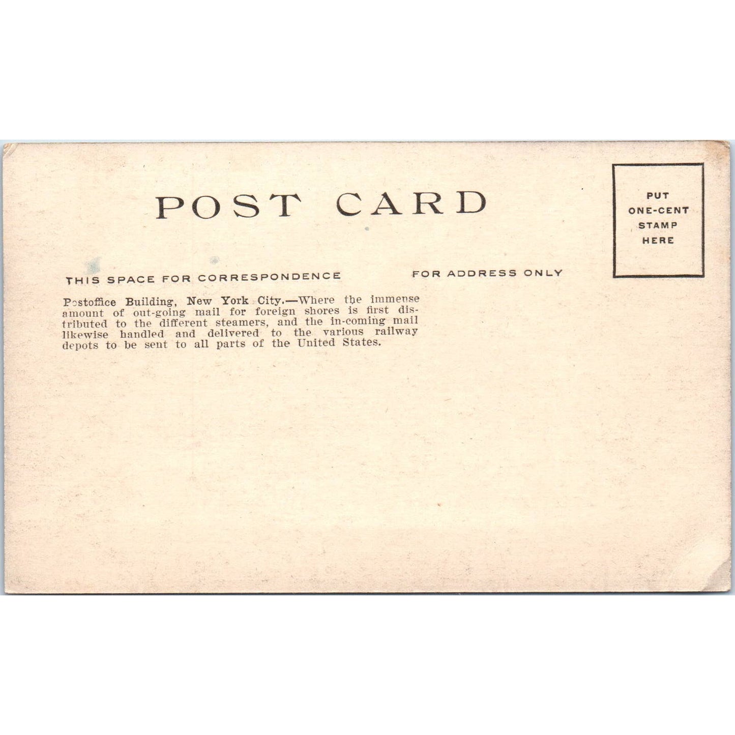 Post Office Building New York c1910 Original Postcard TK1-24