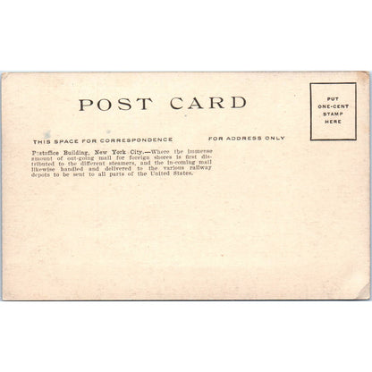 Post Office Building New York c1910 Original Postcard TK1-24