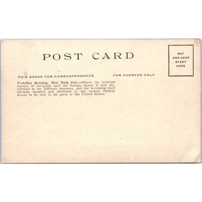 Post Office Building New York c1910 Original Postcard P1-13