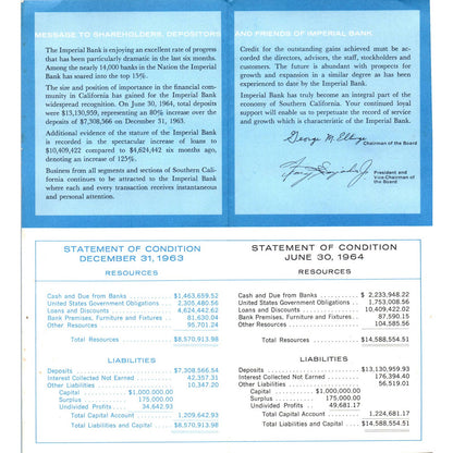 Vintage Brochure - Imperial Bank Los Angeles Semi-Annual Report SE3-4