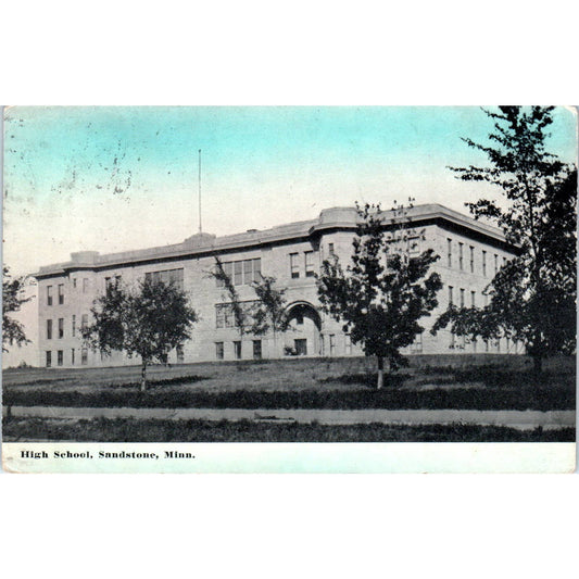 c1915 Postcard Sandstone Minnesota High School SE5