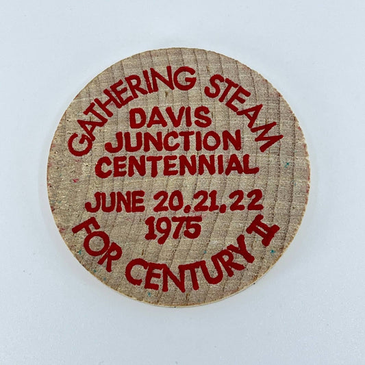 1975 Davis Junction Illinois Centennial Wooden Nickel SD2