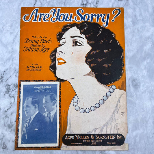 1925 SHEET MUSIC - Are You Sorry Benny Davis Milton Ager Van & Schenck TH1
