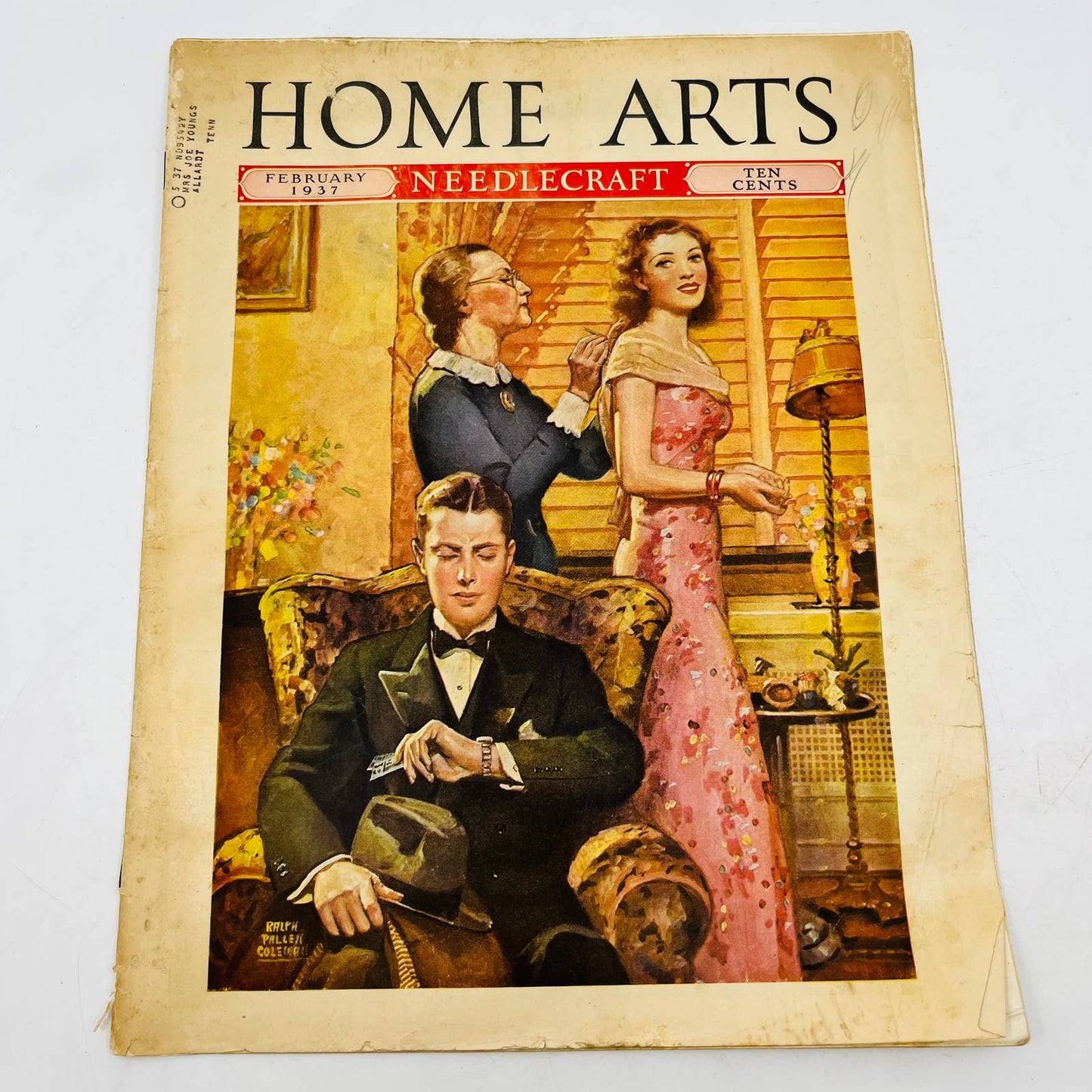 HOME ARTS NEEDLECRAFT Jan 1937 Knitted Bedspread Patchwork At Home Facial BA4