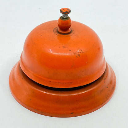 Vintage Orange Enamel Metal Desk Service Bell TE5