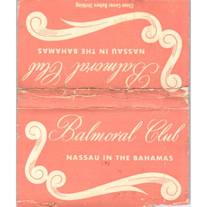 Balmoral Club Nassau in the Bahamas Wide Advertising Matchbook Cover SA9-M7