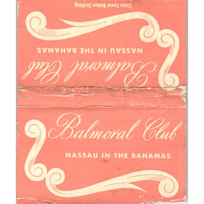 Balmoral Club Nassau in the Bahamas Wide Advertising Matchbook Cover SA6-M7