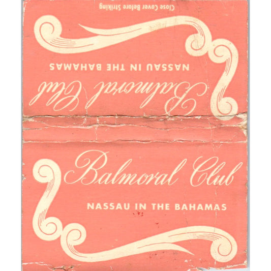 Balmoral Club Nassau in the Bahamas Wide Advertising Matchbook Cover SA6-M7