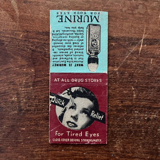 Murine Eye Drops for Tired Eyes Advertising Matchbook Cover SA9-M12