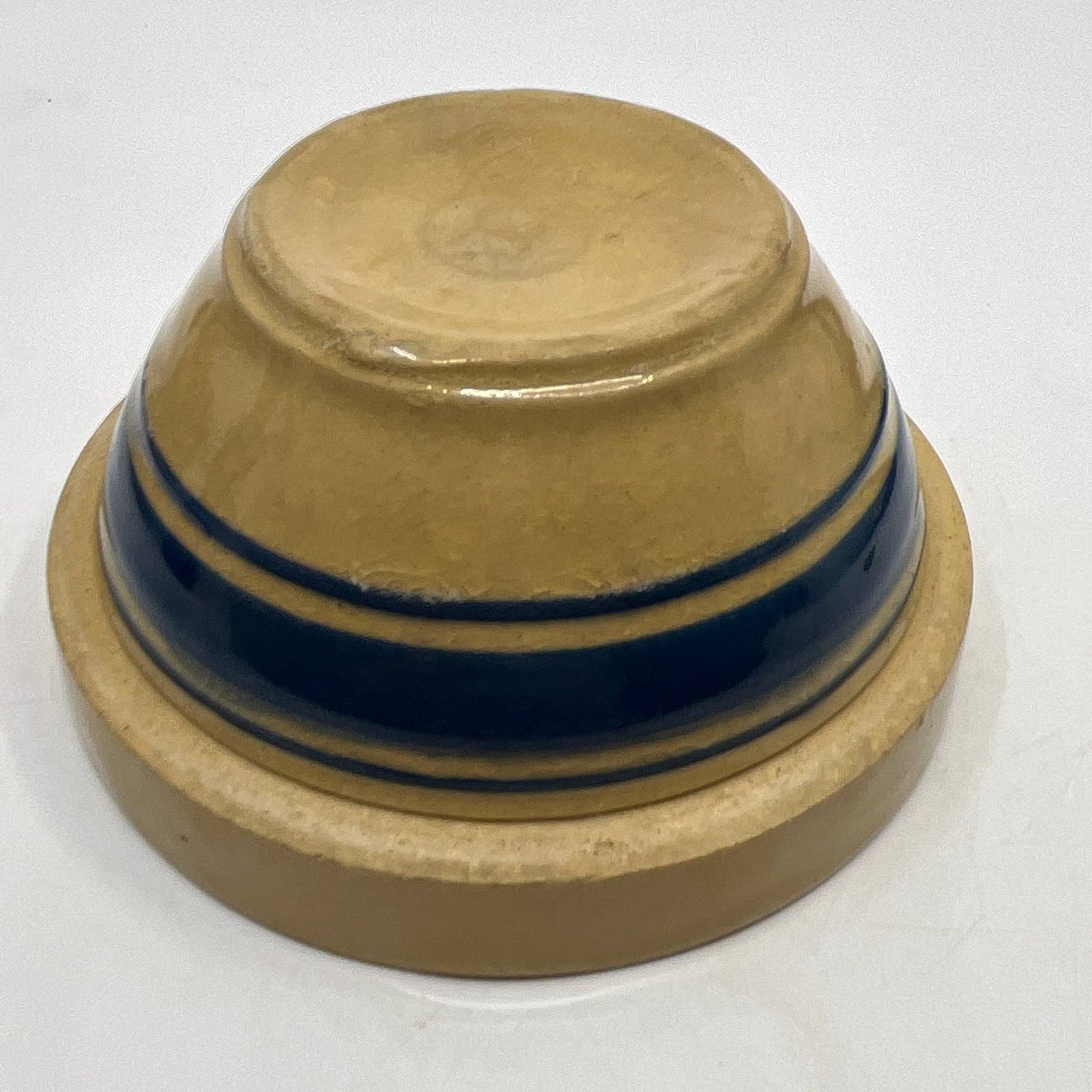 Antique HULL Pottery Blue Banded Yellow Ware Small Mixing Bowl 5" Diameter TH5