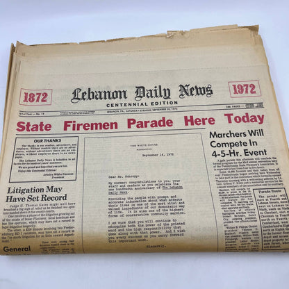 1972 Sept 30 Lebanon Daily News Centennial Edition Full Newspaper TH6