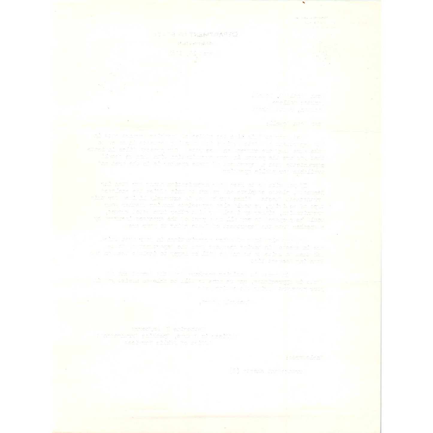 US Department of State Official Letterhead Memo Aug 19 1963 TK1-P11