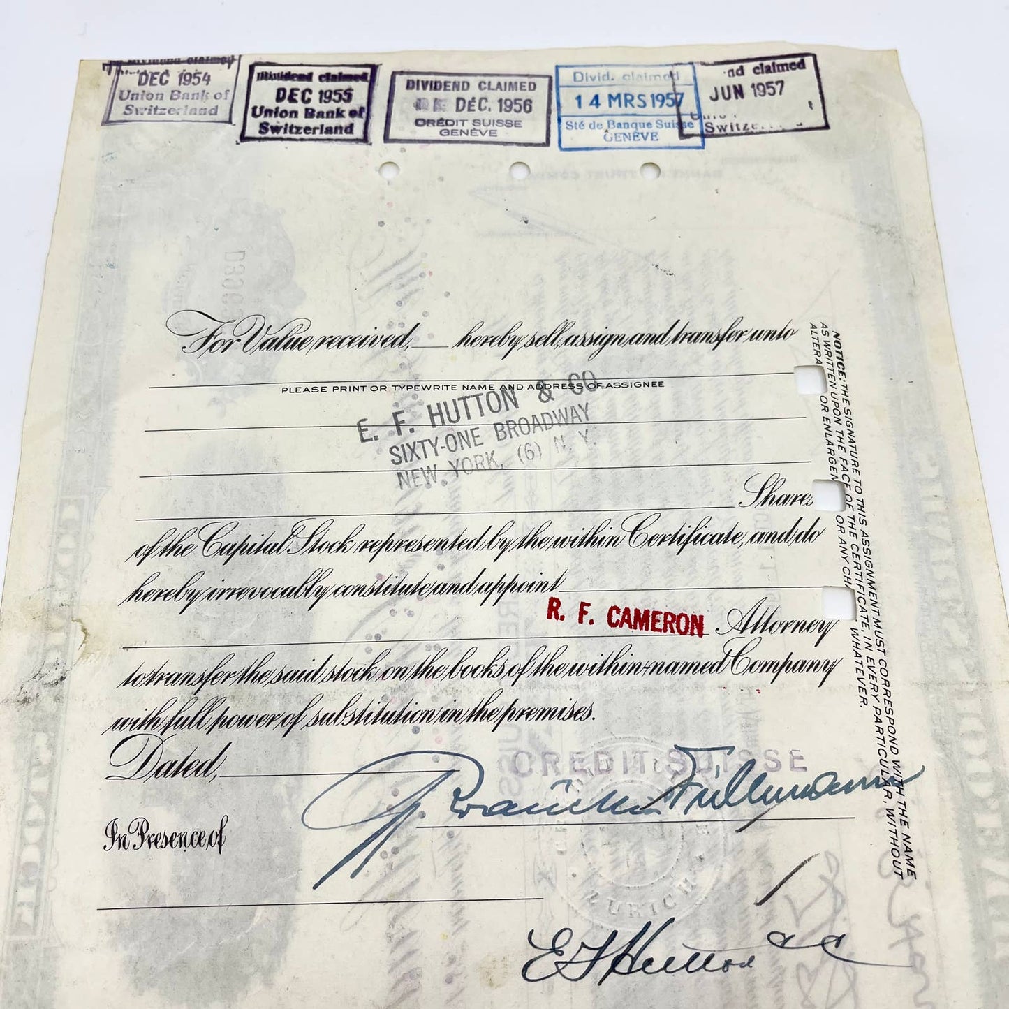 1954 BALTIMORE & OHIO RAILROAD  B&O RR Company ORIGINAL Stock Certificate FL3