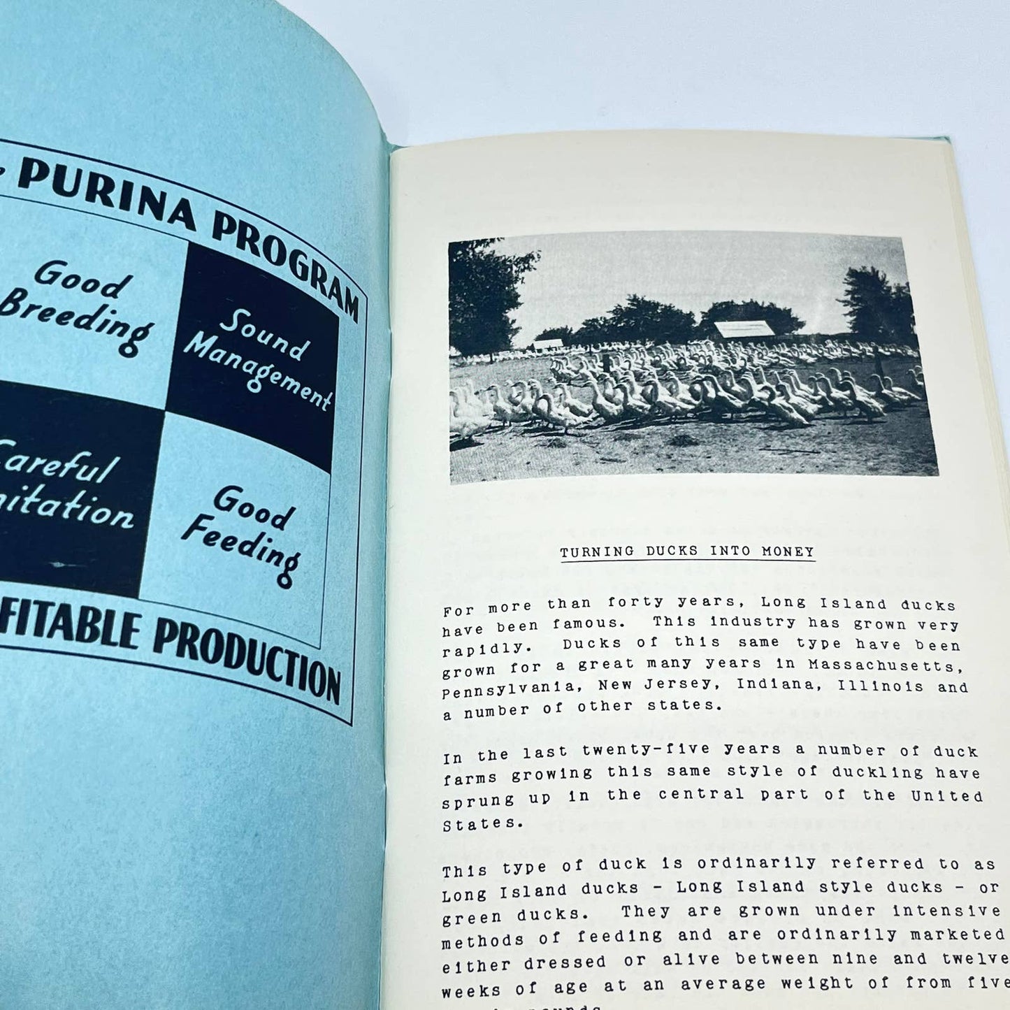 1942 Purina Duck Book Raising Ducks Cannon Valley Milling Cannon Falls MN TF7