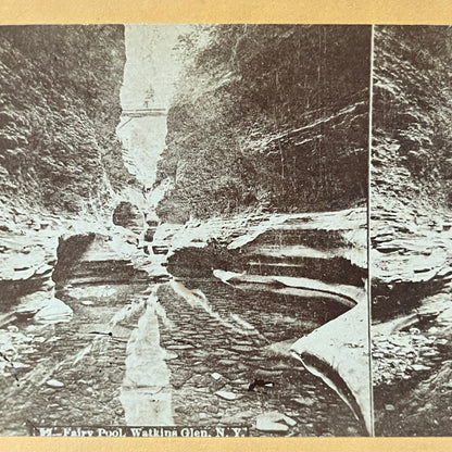 Fairy Pool Watkins Glen NY c1880 Antique Stereoview Card TJ9-V4