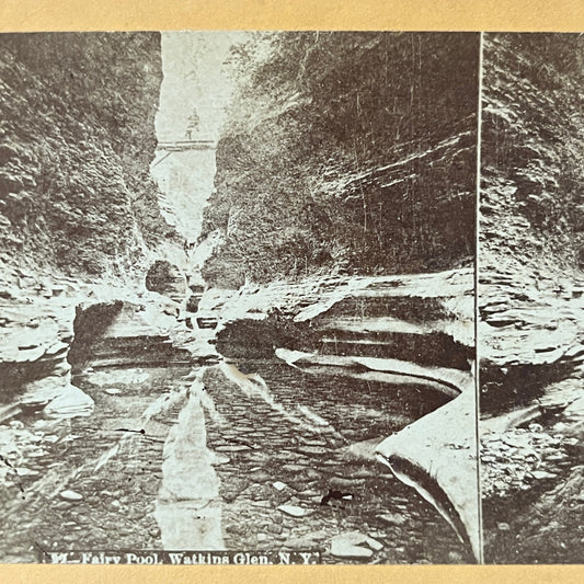 Fairy Pool Watkins Glen NY c1880 Antique Stereoview Card H2-3