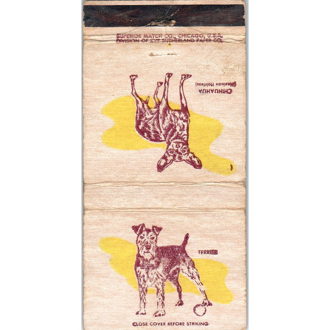 Chihuahua & Terrier Dog Collectible Advertising Matchbook Cover MM9-7