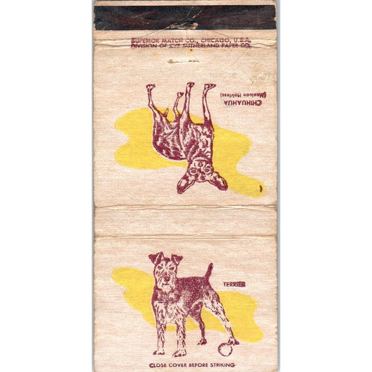 Chihuahua & Terrier Dog Collectible Advertising Matchbook Cover MM9-7