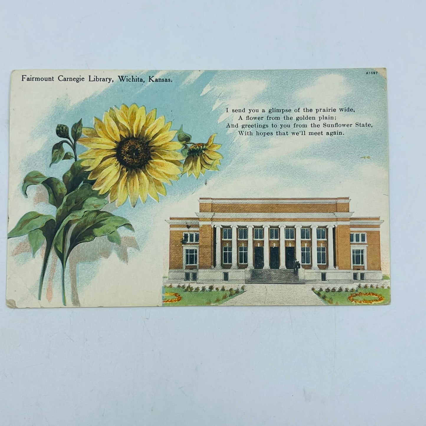 1911 Fairmount Carnegie Library Wichita Kansas Sunflowers PA8