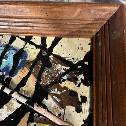 Original Framed Abstract Art Found Object Assemblage Collage 12x14.5” With COA