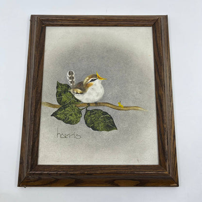 1984 Original Framed Peggy Harris Painting on Canvas The Audition- Wren Bird TG1