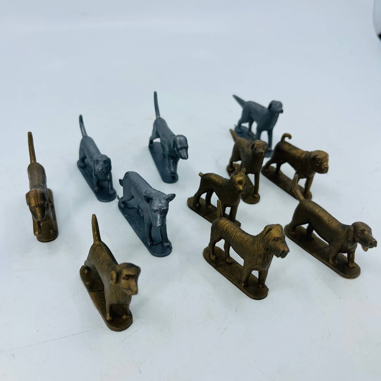 Vintage MCM Lot of 11 Hard Plastic Dog Figurines Different Breeds 2” TC9