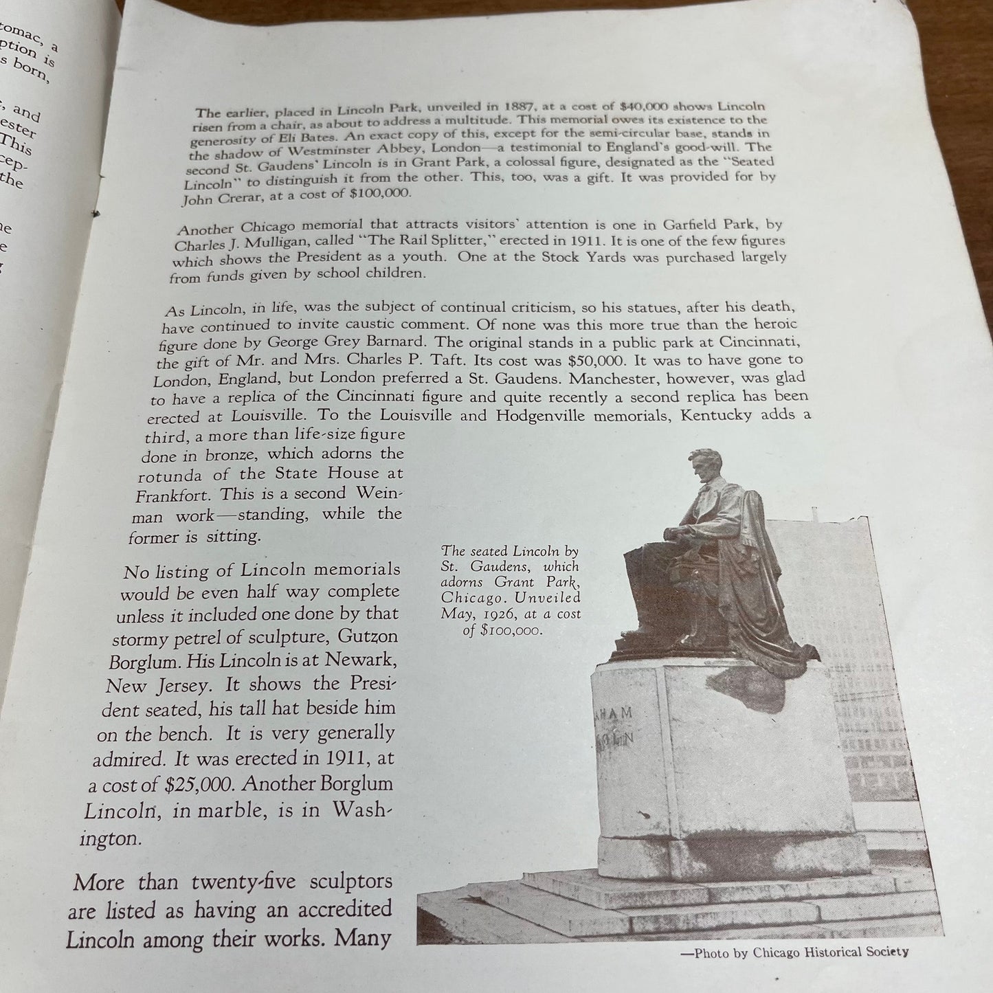 1927 Lincoln Memorials Booklet 16 pg w Pictures Bookwalter Indianapolis L2-1