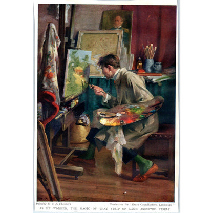 c1920 Harper's Print - C.E. Chambers "Great Grandfather's Landscape" TD8-H1