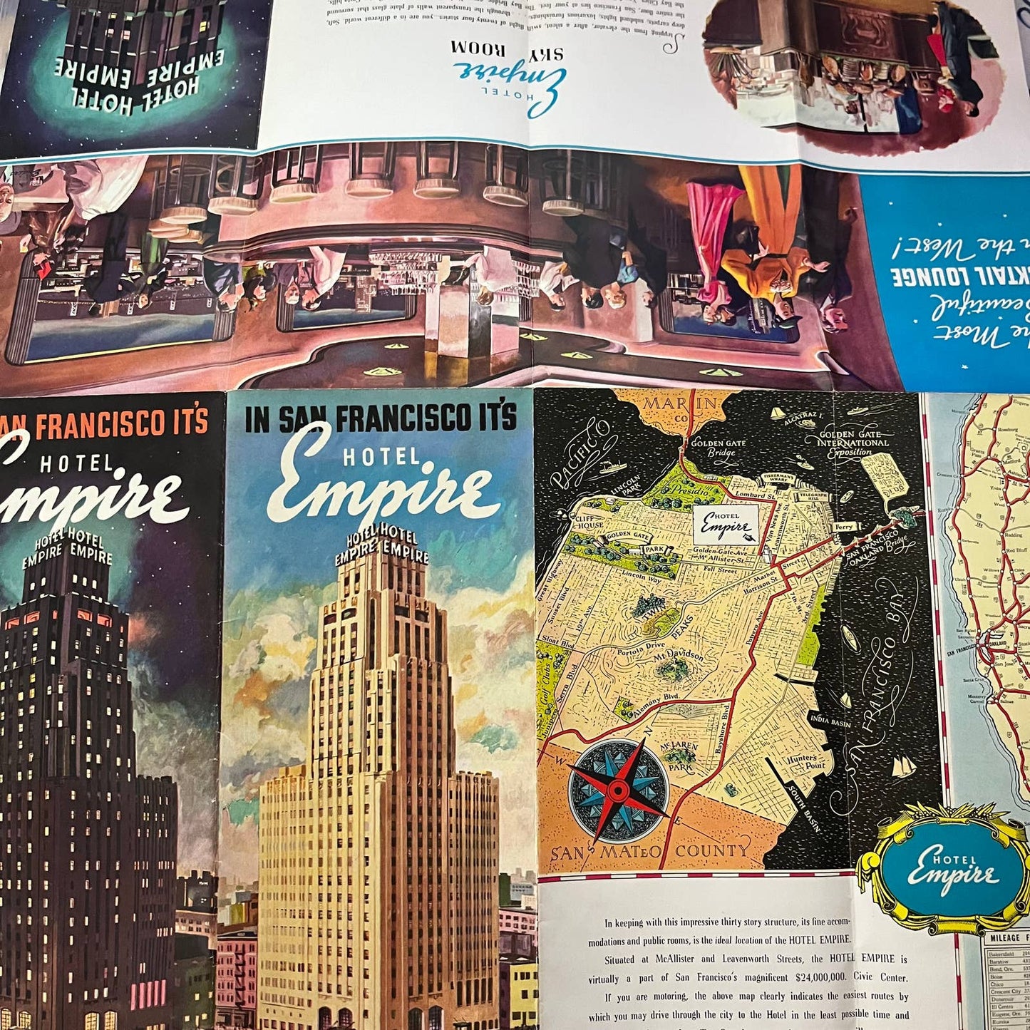 1950s Hotel Empire San Francisco Fold Out Travel Brochure SE3-4