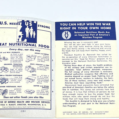 1942 WWII Home Volunteer's Nutrition Guide Meal Planner Recipes Booklet HV AC2