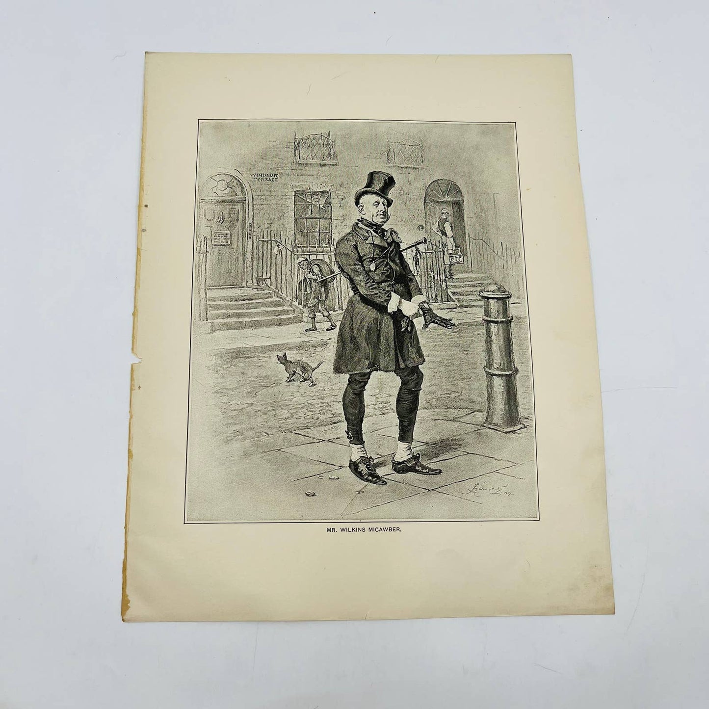 1880 Victorian Art Print Engraving Dickens David Copperfield MR WILKENS MICAWBER