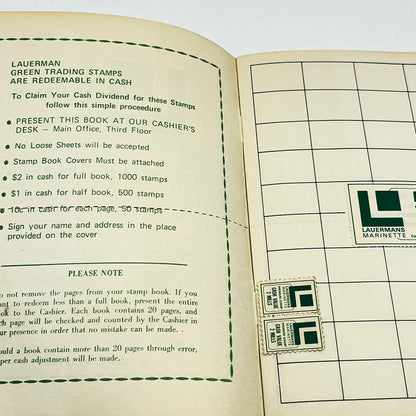 1960s Lauermans Store Trading Stamps Value Coupon Book Marinette WI TC6