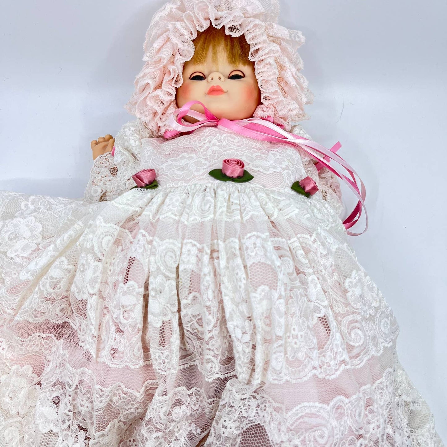 1965 Vogue Collectible Doll Cloth Body Rubber Head Lace Dress Sleep Eyes 23" TE6