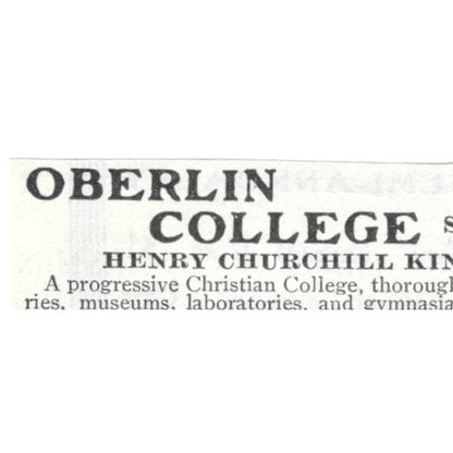 Oberlin College Henry Churchill King George M Jones Ohio - 1903 Ad AK5-S29