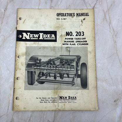 Vintage New Idea Operator's Manual No. 203 Power Take-Off Manure Spreader M1-1