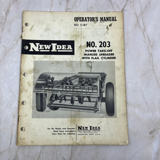 Vintage New Idea Operator's Manual No. 203 Power Take-Off Manure Spreader M1-1