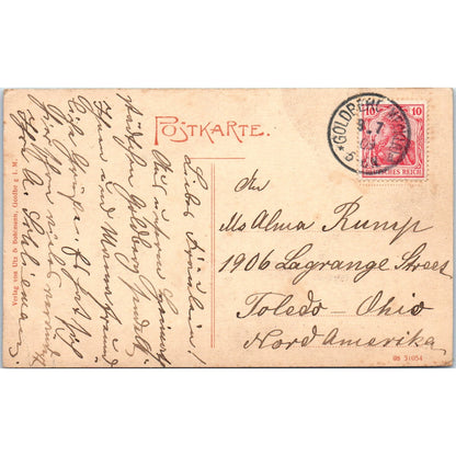 Greetings from GOLDBERG I. M. Bismarckstrasse Original Postcard P3-3