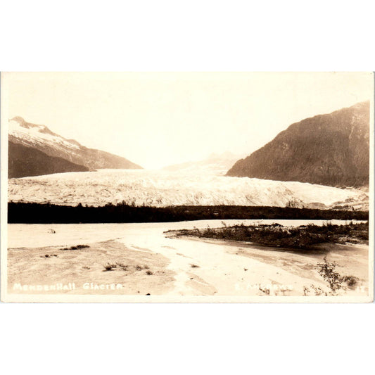 View of Mendenhall Glacier RPPC Alaska Original Postcard TK1-30