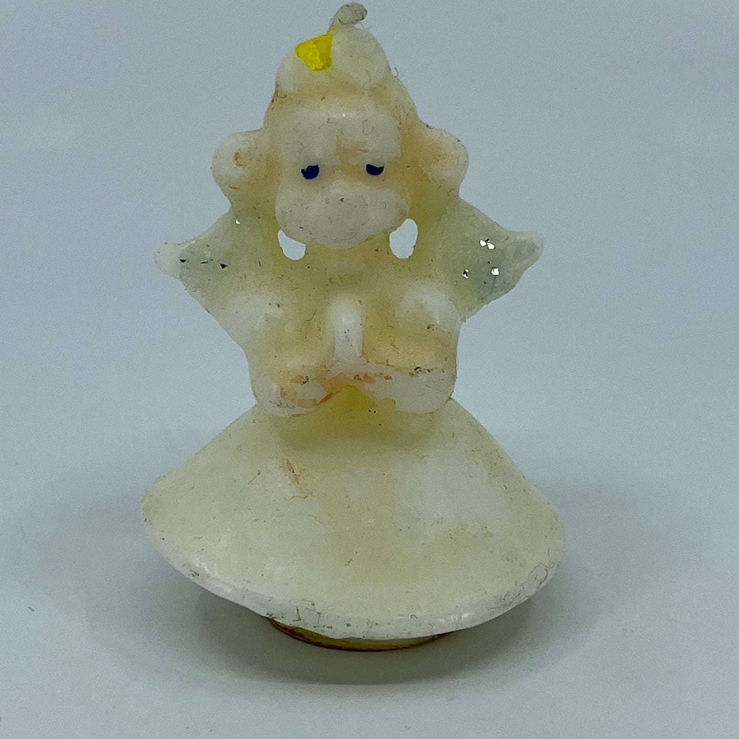 Vintage Novelty 1950s White Angel Praying Christmas Gurley Candle 3” SA3