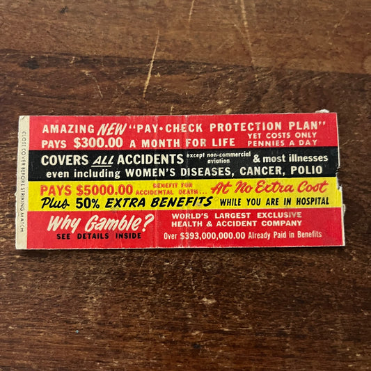 Paycheck Protection Plan Advertising Matchbook Cover SB3-M4