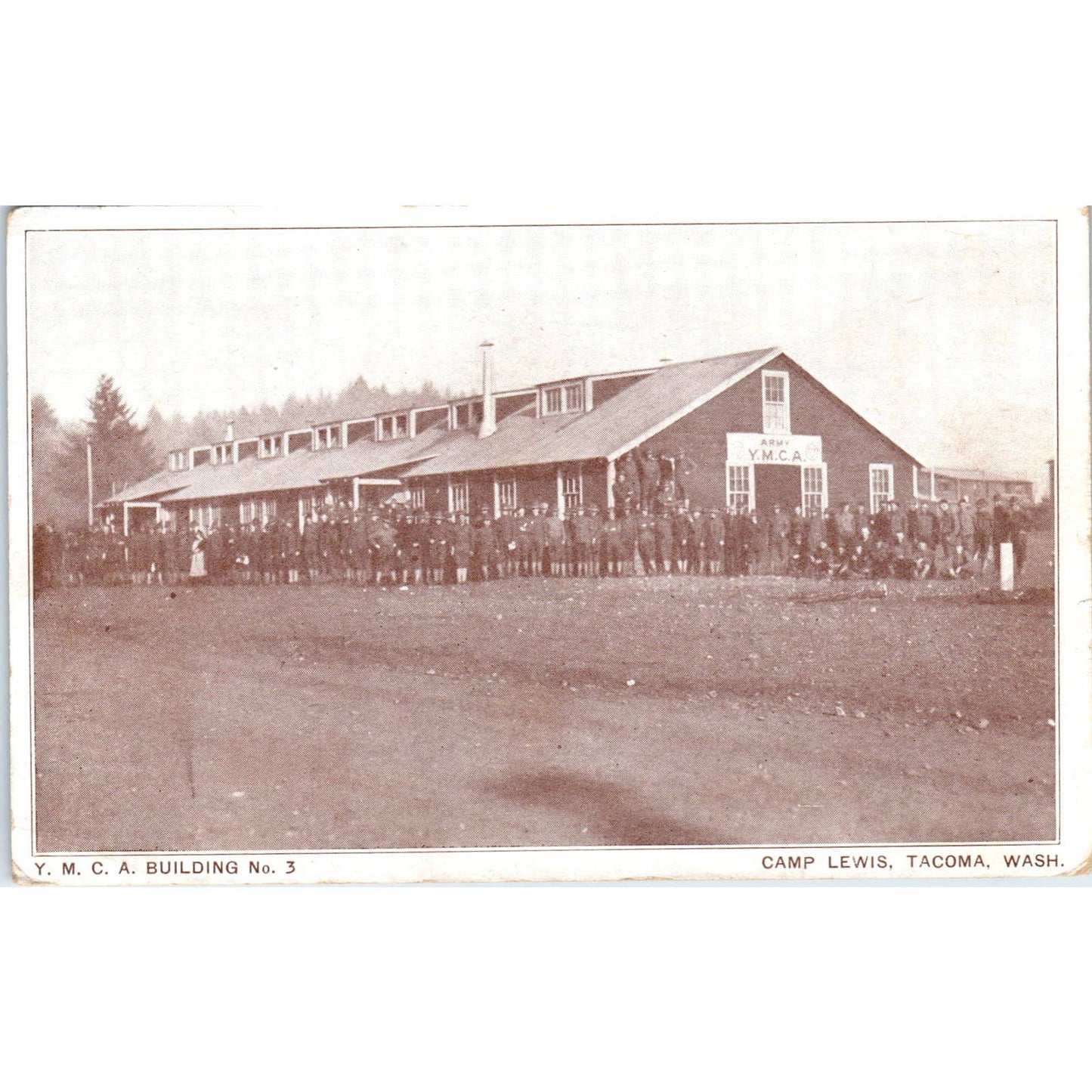 Antique Postcard YMCA Building No. 3 Camp Lewis Tacoma Washington TD9