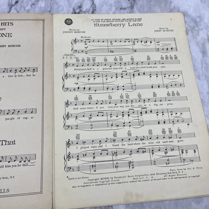 Vintage Sheet Music - Strawberry Lane - Johnny Mercer Jimmy McHugh TI1