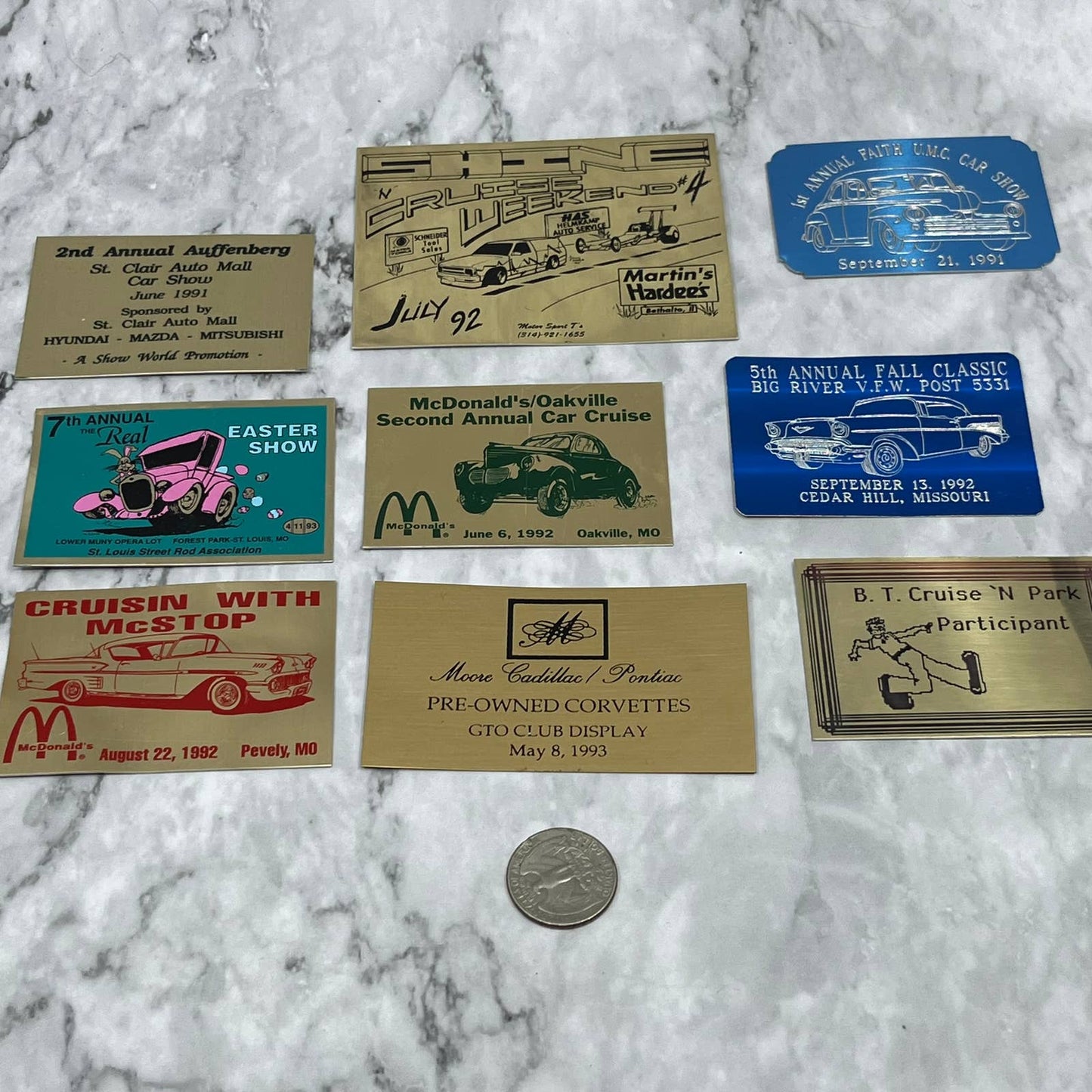 1990s Lot of 9 Missouri Classic Car Show Placards SF1