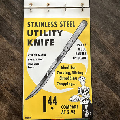 1960 Stainless Steel Utility Knife Gambles Retail Store Display Poster 13.5x20