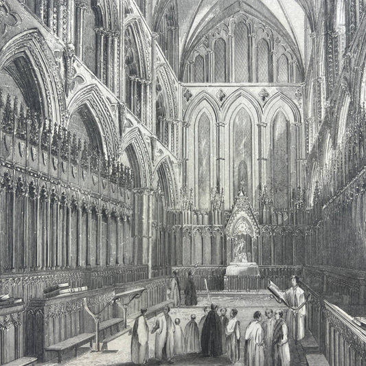 1836 Original Art Engraving Ely Cathedral View of the Choir AC4