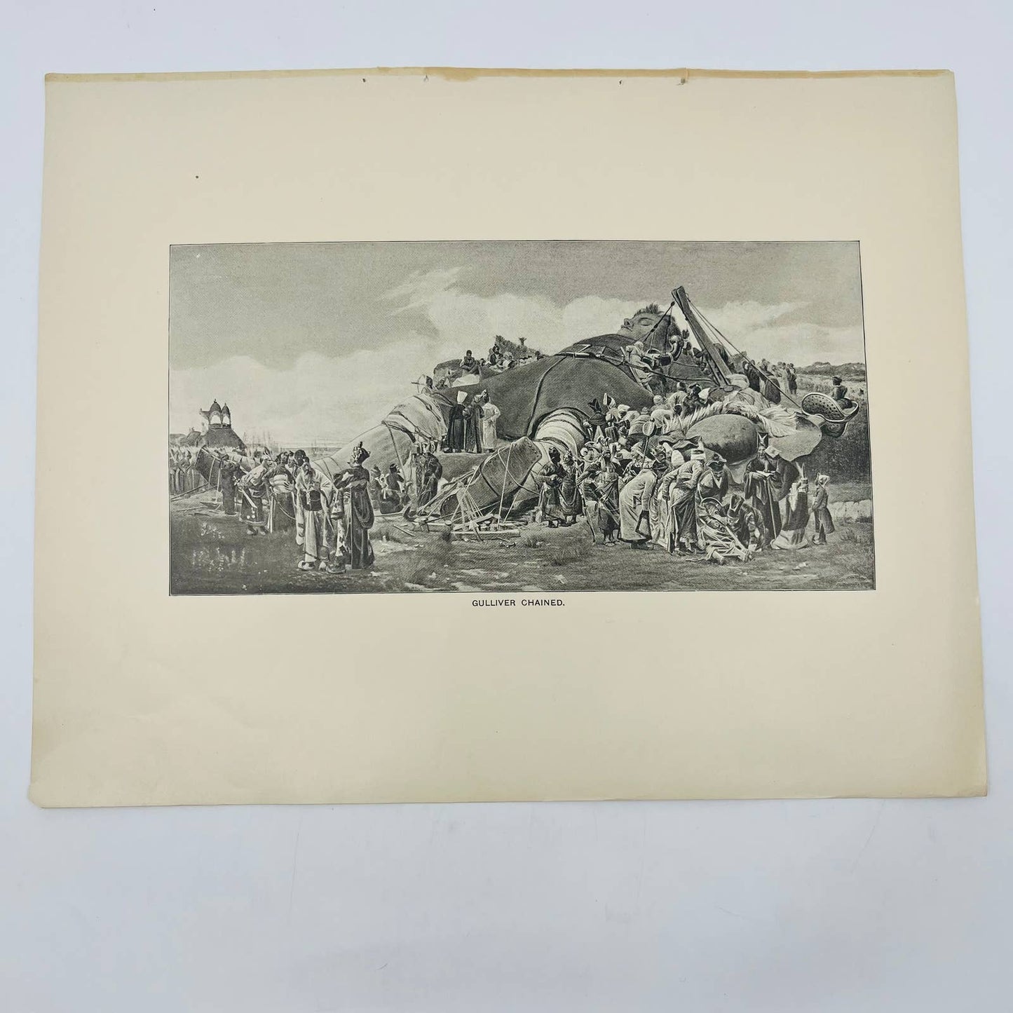 1880s Victorian Art Print Engraving Swift Gulliver’s Travels GULLIVER CHAINED