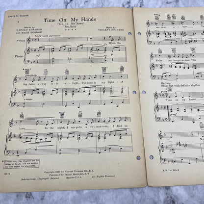 TIME ON MY HANDS (You in my Arms) 1930 Sheet Music Vincent Youmans TI1
